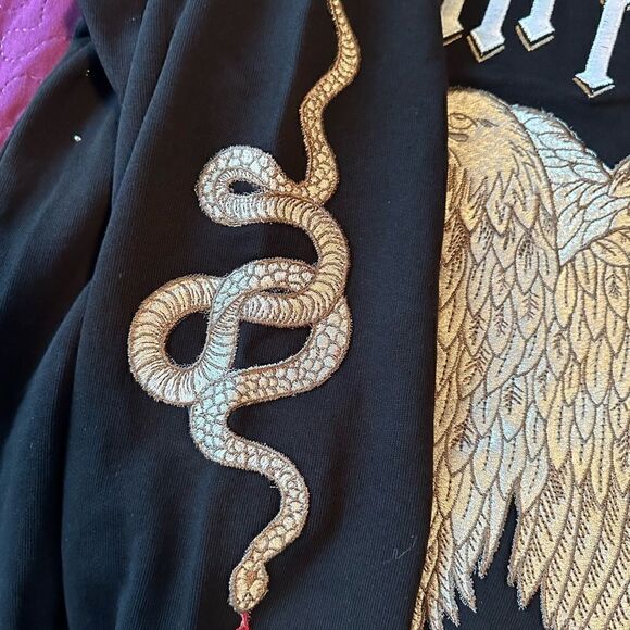 Aniye By Eagle Long Sleeved Cotton Sweatshirt in Black -Women's Size L - Picture 8 of 14